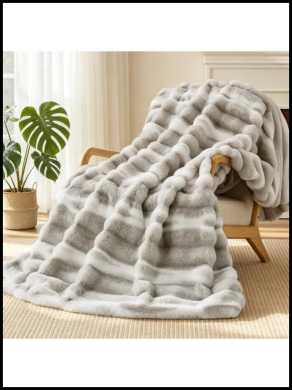 Faux Fur Throw Blanket 850GSM Thick Warm Ultra Soft Fluffy for Couch Bed